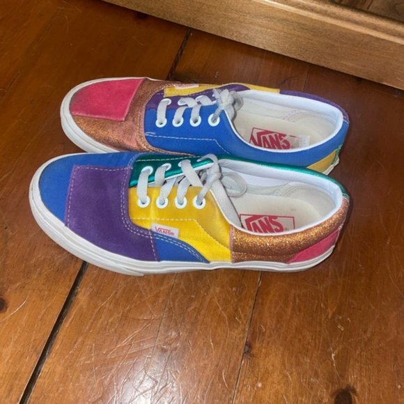 Vans Era Pride Patchwork Glitter Low Top Canvas Leather Sneakers Running Shoes - Picture 5 of 9